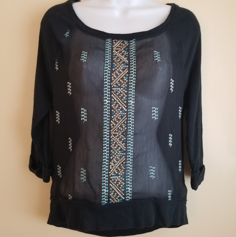Embroidered Hollister Sheer Top Size XS